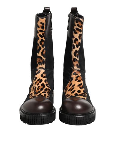 Leopard Mid Calf Boots Men's Shoes - Dolce & Gabbana - Modalova