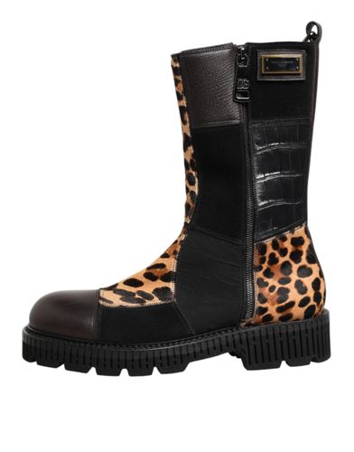 Leopard Mid Calf Boots Men's Shoes - Dolce & Gabbana - Modalova