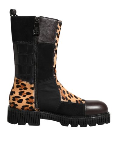 Leopard Mid Calf Boots Men's Shoes - Dolce & Gabbana - Modalova