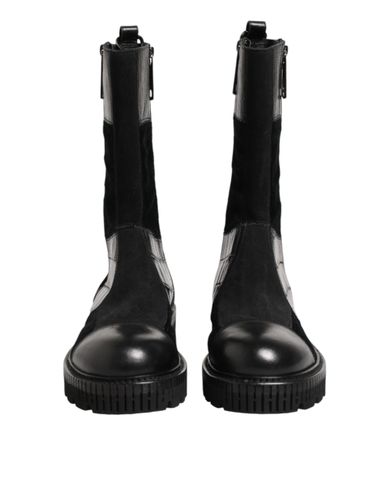 Patchwork Leather Mid Calf Boot Men's Shoes - Dolce & Gabbana - Modalova