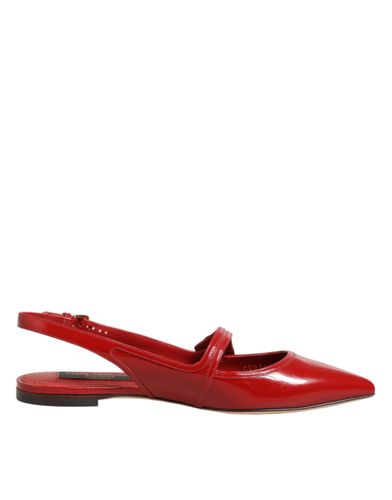 Leather Slingback Flats Sandals Women's Shoes - Dolce & Gabbana - Modalova