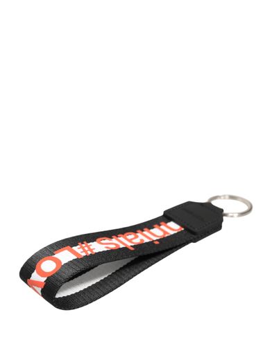 Black Logo Polyester Silver Brass Holder Keychain Keyring - Dolce & Gabbana - Modalova