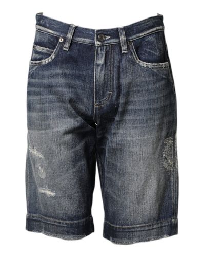 Cotton Distressed Denim Bermuda Men's Shorts - Dolce & Gabbana - Modalova