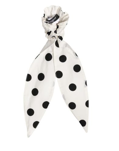 Scrunchie White Cotton Polka Dot Scarf Tie Accessory Women's Hair - Dolce & Gabbana - Modalova
