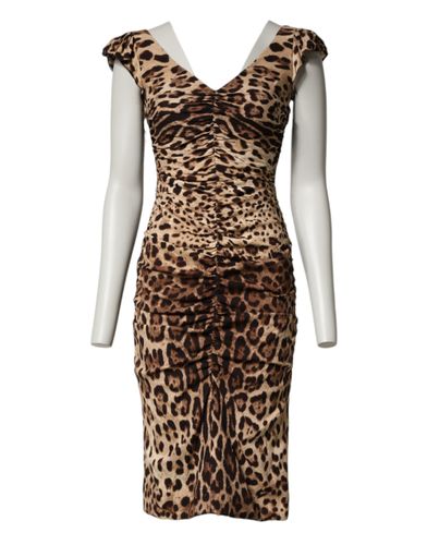 Leopard Sleeveless Sheath Midi Women's Dress - Dolce & Gabbana - Modalova