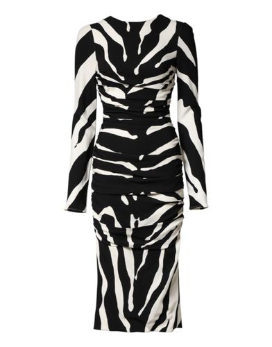 Black White Zebra Viscose Sheath Midi Women's Dress (Pre-Owned) - Dolce & Gabbana - Modalova
