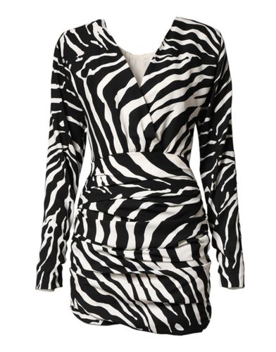 Black White Zebra Silk Sheath Mini Women's Dress (Pre-Owned) - Dolce & Gabbana - Modalova