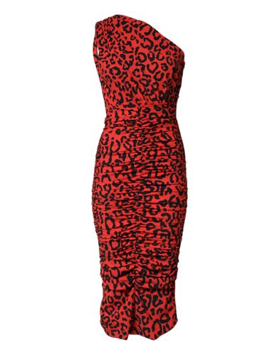 Leopard Print Nylon Sheath Midi Women's Dress - Dolce & Gabbana - Modalova