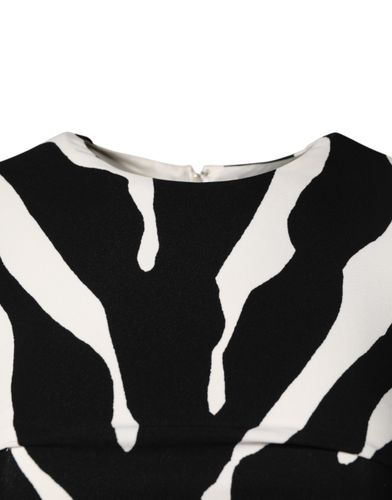 Black White Zebra Viscose Sheath Midi Women's Dress - Dolce & Gabbana - Modalova