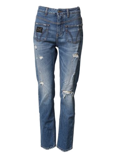 Distressed Washed Cotton Denim Women's Jeans - Dolce & Gabbana - Modalova