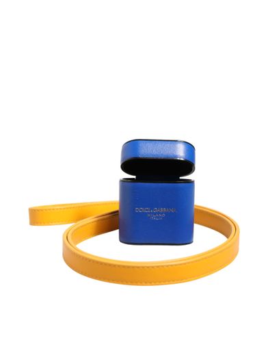 Yellow Calfskin Leather Logo Strap Men Airpods Men's Case - Dolce & Gabbana - Modalova