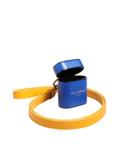 Yellow Calfskin Leather Logo Strap Men Airpods Men's Case - Dolce & Gabbana - Modalova