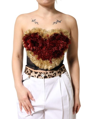 Black Gold Heart Bustier Corset Tinsel Women's Top - Dolce & Gabbana - Modalova