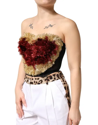 Black Gold Heart Bustier Corset Tinsel Women's Top - Dolce & Gabbana - Modalova