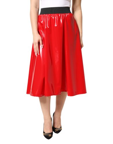Glossy Polyester High Waist Midi Women's Skirt - Dolce & Gabbana - Modalova