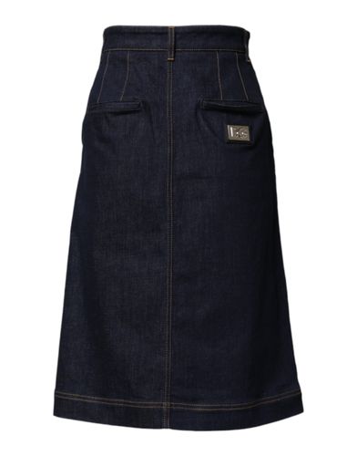 Dark Cotton A-line Denim Midi Women's Skirt - Dolce & Gabbana - Modalova