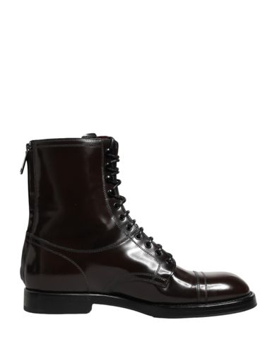 Brown Leather Lace Up Mid Calf Boots Men's Shoes (Pre-Owned) - Dolce & Gabbana - Modalova
