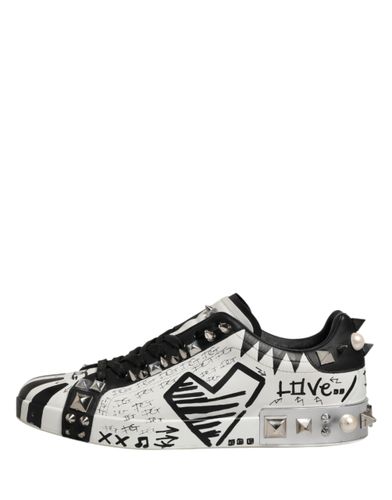 Black White Studded Low Top Sneakers Men's Shoes (Pre-Owned) - Dolce & Gabbana - Modalova