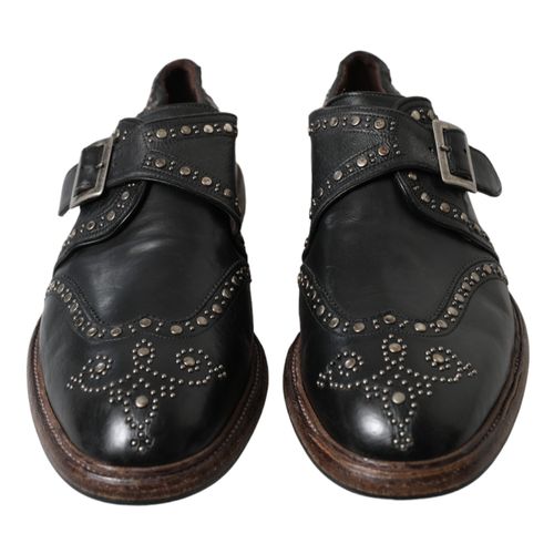 Leather Monk Strap Studded Dress Men's Shoes - Dolce & Gabbana - Modalova