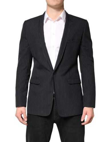 Dark Gray Stripes 1 Button Suit Jacket Men's Blazer - Dolce & Gabbana - Modalova