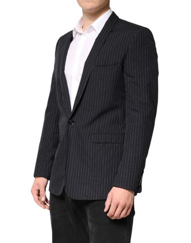 Dark Gray Stripes 1 Button Suit Jacket Men's Blazer - Dolce & Gabbana - Modalova