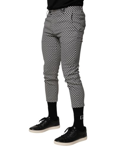 Black White Checkered Men Cropped Men's Pants (Pre-Owned) - Daniele Alessandrini - Modalova
