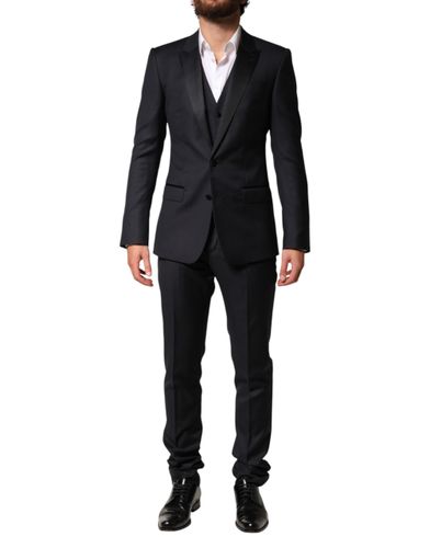 Blue Wool Single Breasted 3 Piece Men Men's Suit - Dolce & Gabbana - Modalova