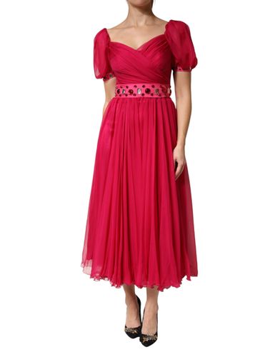 Silk Embellished A-line Midi Women's Dress (Pre-Owned) - Dolce & Gabbana - Modalova