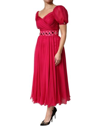 Silk Embellished A-line Midi Women's Dress (Pre-Owned) - Dolce & Gabbana - Modalova