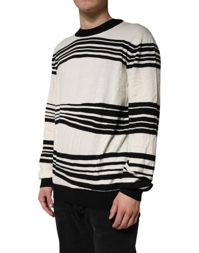 Black White Stripe CrewNeck Pullover Men's Sweater - Dolce & Gabbana - Modalova
