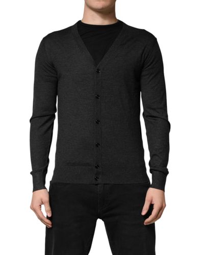 Black Cashmere Buttoned Men Cardigan Men's Sweater (Pre-Owned) - Dolce & Gabbana - Modalova