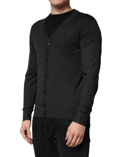 Black Cashmere Buttoned Men Cardigan Men's Sweater (Pre-Owned) - Dolce & Gabbana - Modalova