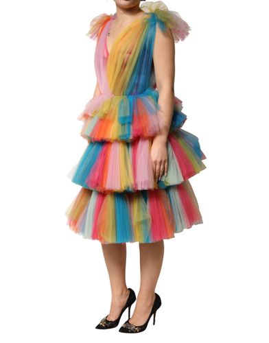 Nylon Tiered Tulle Midi Women's Dress - Dolce & Gabbana - Modalova