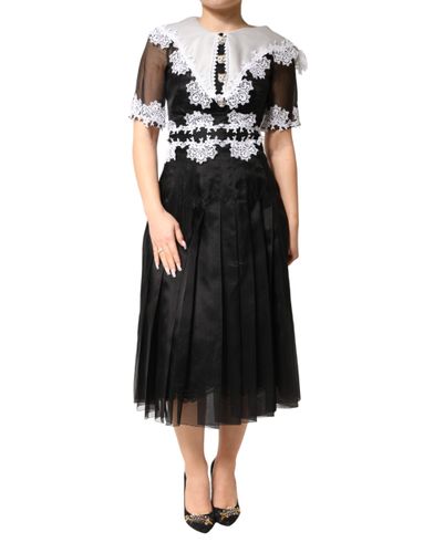 Silk Macrame Lace Midi Women's Dress - Dolce & Gabbana - Modalova