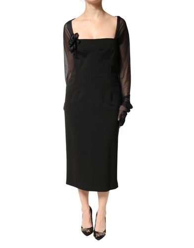 Sheer Yoke Rosette Sheath Midi Women's Dress - Dolce & Gabbana - Modalova