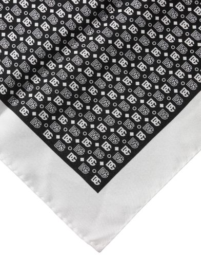 White Black Patterned Square Foulard Men's Scarf - Dolce & Gabbana - Modalova