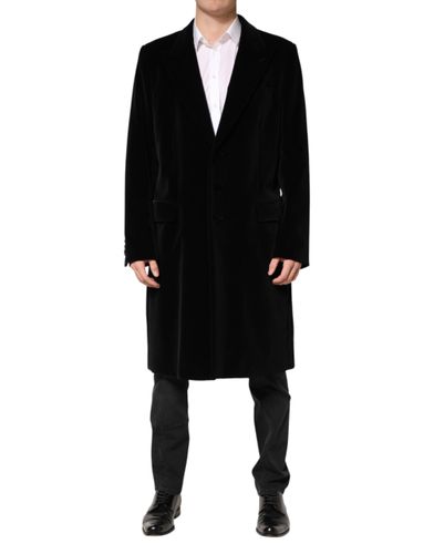 Cotton Velvet Long Trench Coat Men's Jacket - Dolce & Gabbana - Modalova