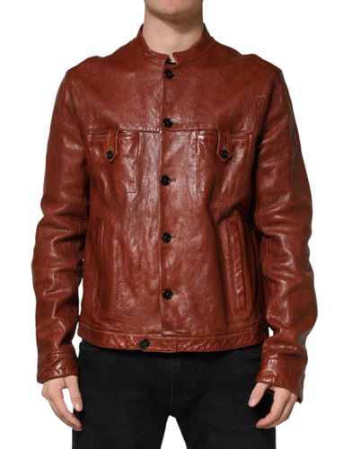 Leather Button Down Men Biker Men's Jacket - Dolce & Gabbana - Modalova