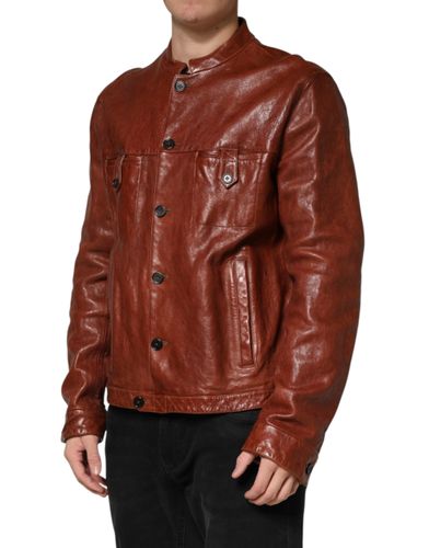 Leather Button Down Men Biker Men's Jacket - Dolce & Gabbana - Modalova