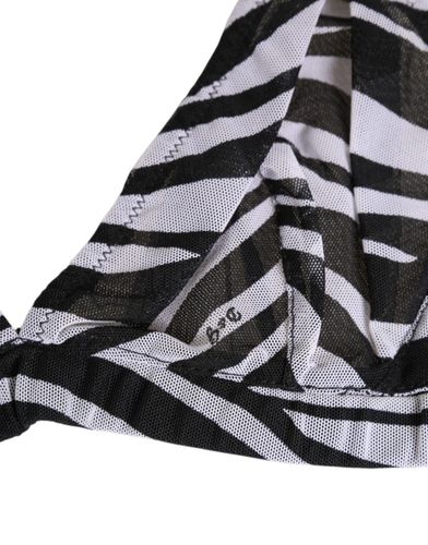 Black White Zebra Print Sheer Mesh Bralette Women's Underwear - Dolce & Gabbana - Modalova