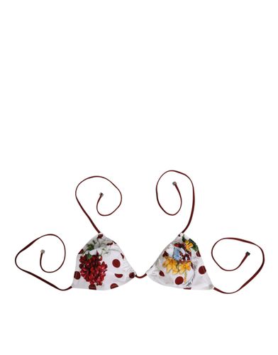 White Red Polka Dot Floral Print Women's Triangle - Dolce & Gabbana - Modalova