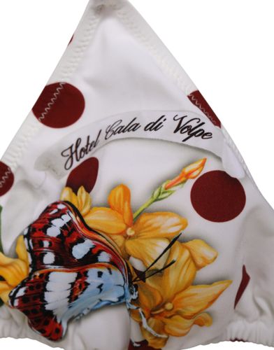 White Red Polka Dot Floral Print Women's Triangle - Dolce & Gabbana - Modalova