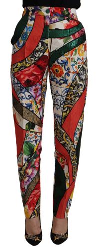 Patchwork Jacquard High Waist Women's Pants - Dolce & Gabbana - Modalova