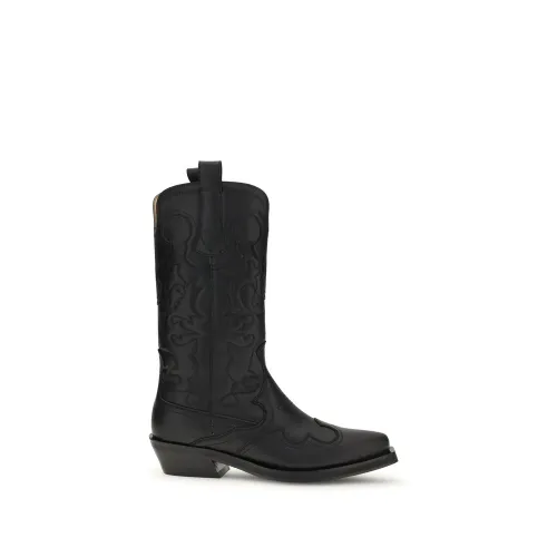 Recycled Leather Lace-Up Women's Boots - Ganni - Modalova