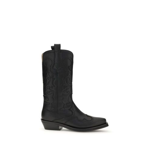 Recycled Leather Lace-Up Women's Boots - Ganni - Modalova