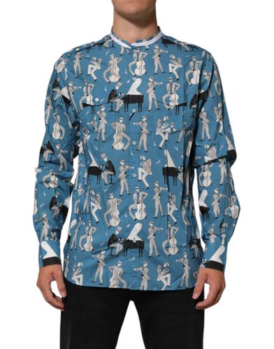 Jazz Printed Cotton Button Front Men's Shirt - Dolce & Gabbana - Modalova