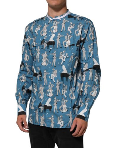 Jazz Printed Cotton Button Front Men's Shirt - Dolce & Gabbana - Modalova
