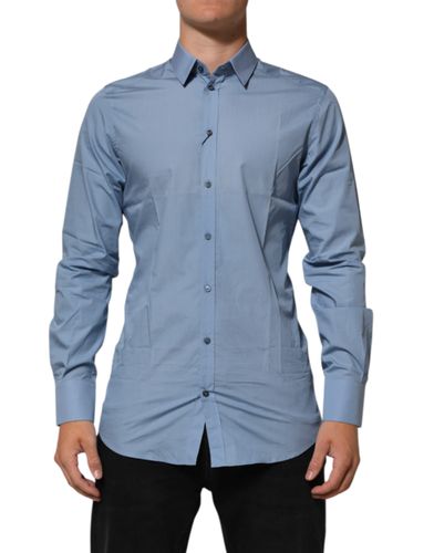 Blue Cotton Collared GOLD Formal Dress Men's Shirt (Pre-Owned) - Dolce & Gabbana - Modalova
