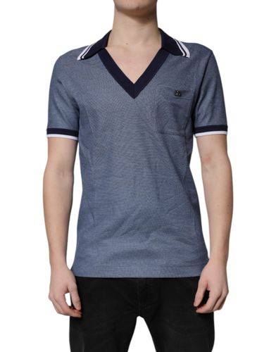 Collared V-neck Silk Blend Polo Men's T-shirt - Dolce & Gabbana - Modalova