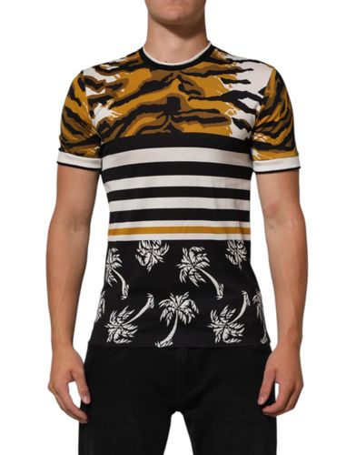Leopard Palm Leaf Men Crew Neck Men's T-shirt - Dolce & Gabbana - Modalova